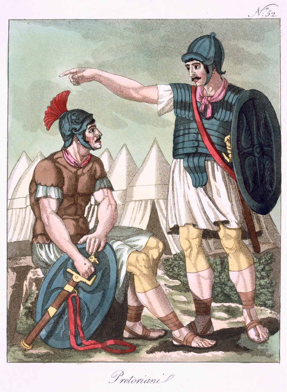 الحرس الإمبراطوري ، رسم توضيحي من &39;L&39;Antique Rome&39; ، منقوش بواسطة Labrousse ، تم نشره عام 1796 بواسطة جاك غراسيت دي سانت سوفير
