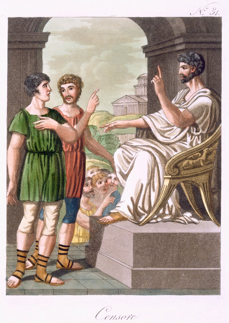 رقابة رومانية ، رسم توضيحي من &39;L&39;Antique Rome&39; ، منقوش بواسطة Labrousse ، تم نشره عام 1796 بواسطة جاك غراسيت دي سانت سوفير