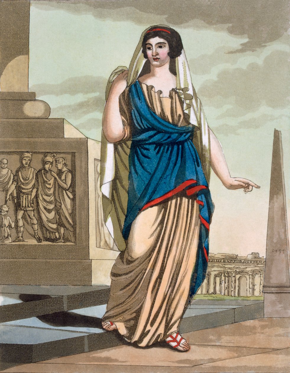 أنثى المواطنة في روما القديمة ، ورقة من &39;L&39;Antique Rome&39; ، منقوشة بواسطة Labrousse ، حانة. 1796 بواسطة جاك غراسيت دي سانت سوفير