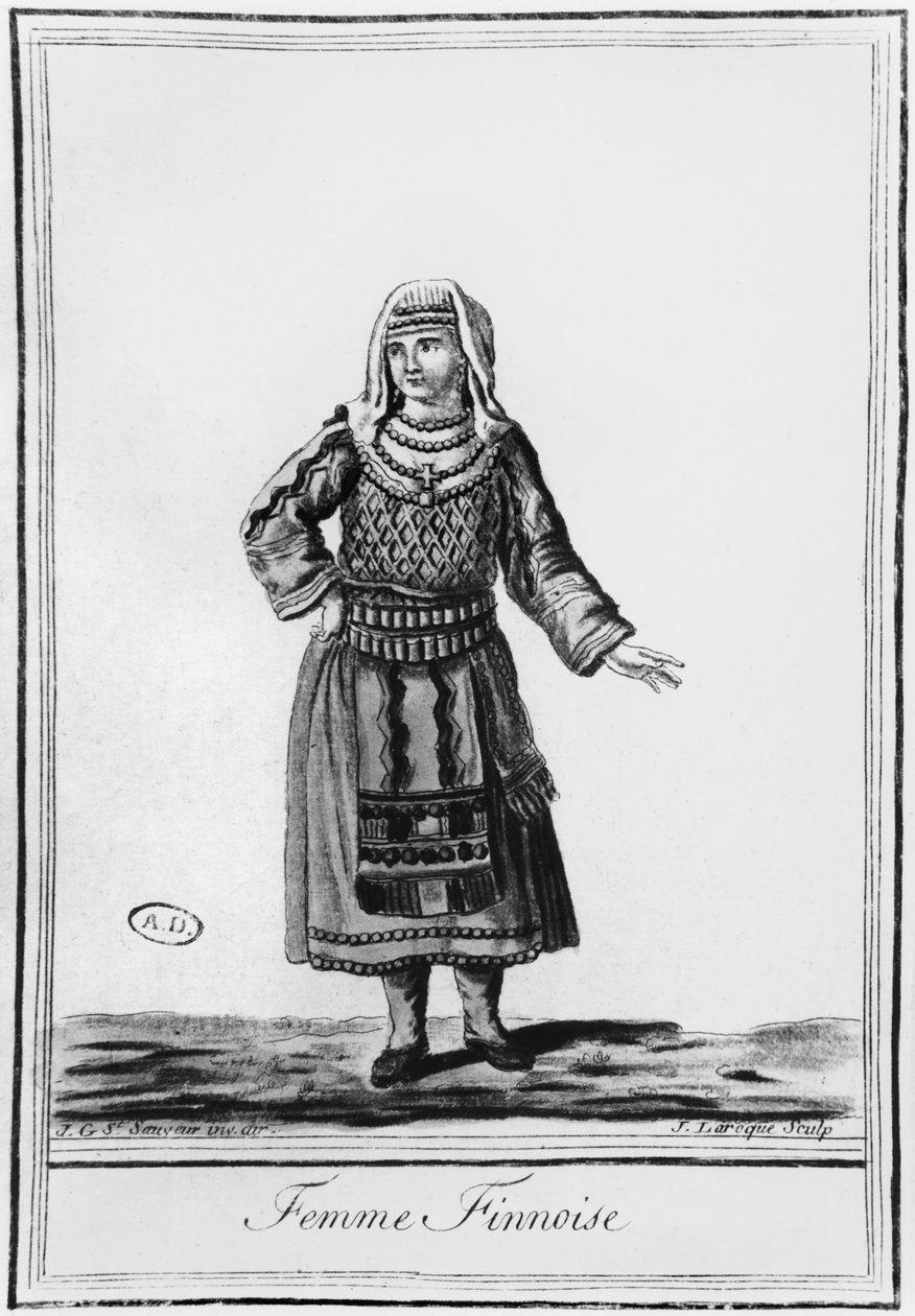 امرأة فنلندية ترتدي زيًا تقليديًا ، منقوشًا على يد J. Laroque بواسطة جاك غراسيت دي سانت سوفير
