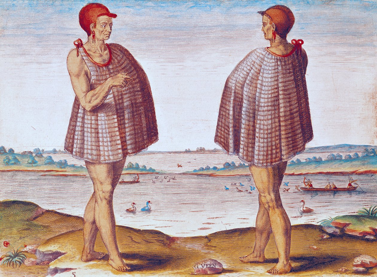 كاهن من سيكوتون في فيرجينيا ، من "Admiranda Narratio .." ، منقوش بواسطة Theodore de Bry (1528-88) 1585-88 بواسطة جاك لو موين