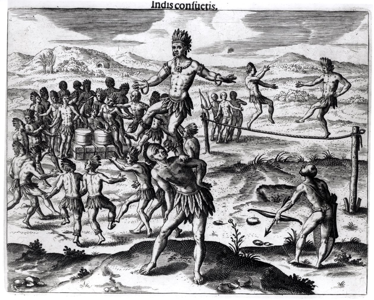 ألعاب هندية مختلفة ، من "الأمريكتين" ، 1602 ، محفورة بواسطة تيودور دي بري (1528-98) بواسطة جاك لو موين