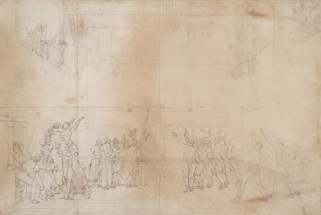 دراسة لقسم ملعب التنس ، 1790 ج (حبر وجرافيت على ورق) بواسطة جاك لويس ديفيد