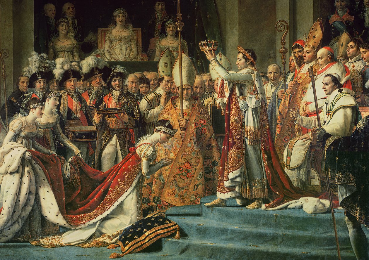 تكريس الإمبراطور نابليون 1769-1821 وتتويج الإمبراطورة جوزفين 1763-1814 بواسطة البابا بيوس السابع ، الثاني من ديسمبر 1804 ، 1806-07 زيت على قماش من 18412 بواسطة جاك لويس ديفيد
