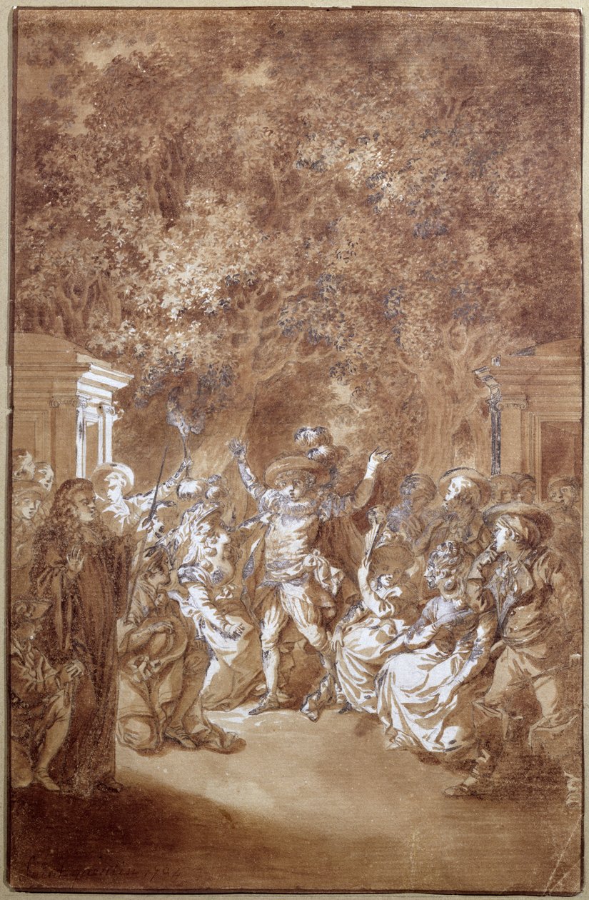 مشهد من "زواج فيغارو" بقلم بيير أوغسطين كارون دي بومارشيه (1732-1997) 1785 بواسطة جاك فيليب جوزيف دي سانت كوينتين