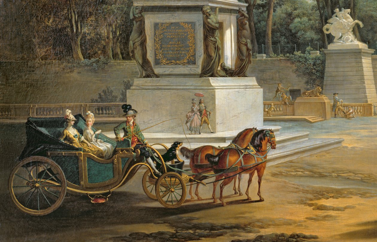 مدخل التويلري من مكان لويس الخامس عشر في باريس ، ج .1775 (تفاصيل 209920) بواسطة جاك فيليب جوزيف دي سانت كوينتين