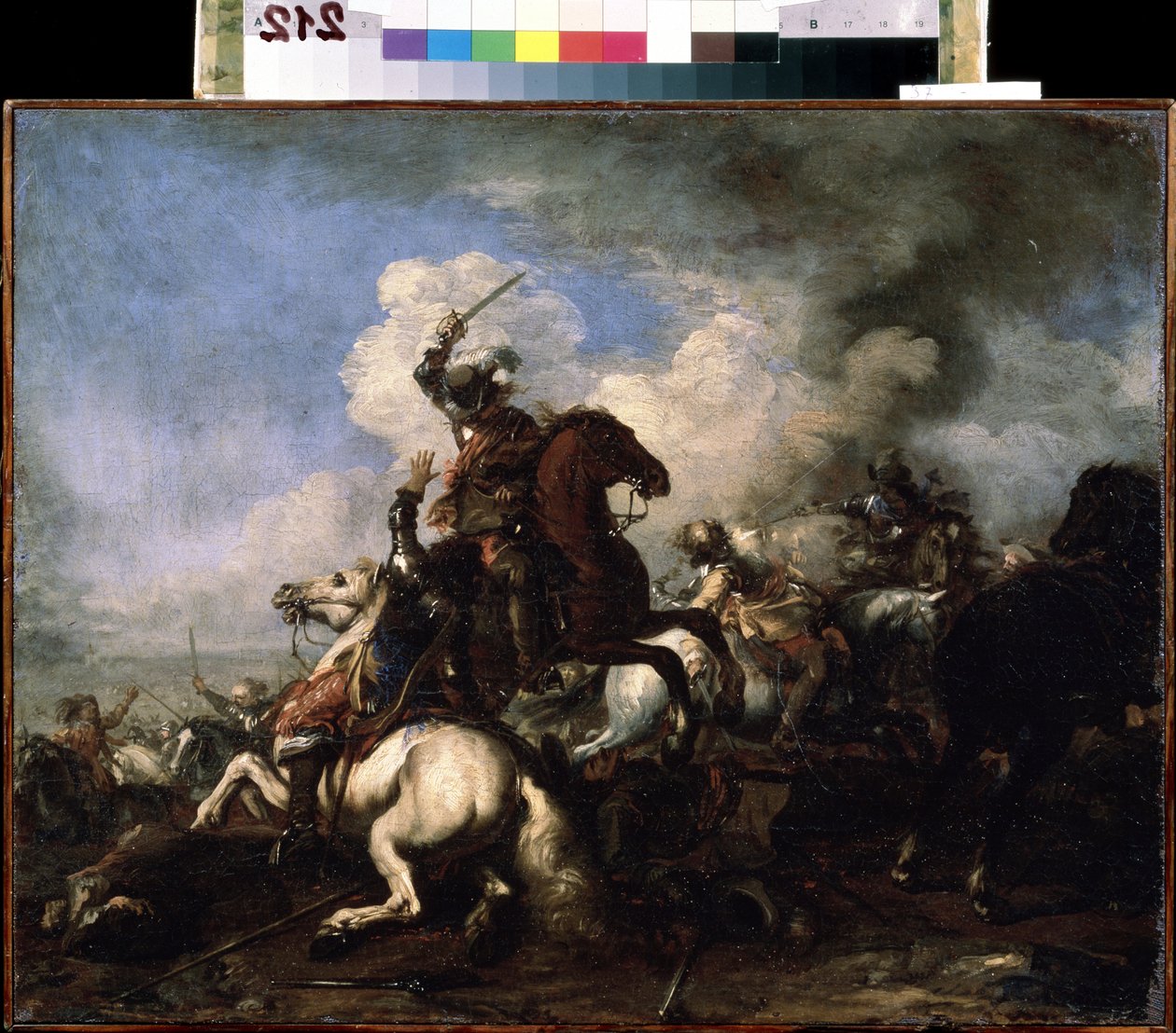 "Le Combat de chevaliers" (معركة الفرسان) لوحة لجاك كورتوا (1621-1676) متحف ميخائيل كروشيتسكي للفنون في القرن السابع عشر ، سيفاستوبول (سيفاستوبول) أوكرانيا بواسطة جاك كورتوا