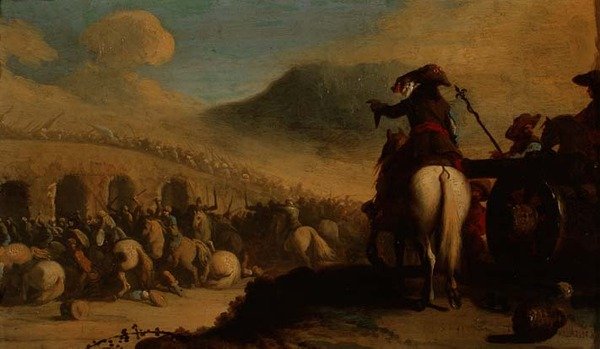 الضباط يراقبون الاشتباك على الجسر بواسطة جاك كورتوا