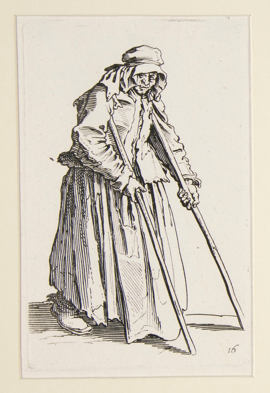 امرأة متسولة على عكازين ، من المتسولين (La mendiante aux bequilles) بواسطة جاك كالوت