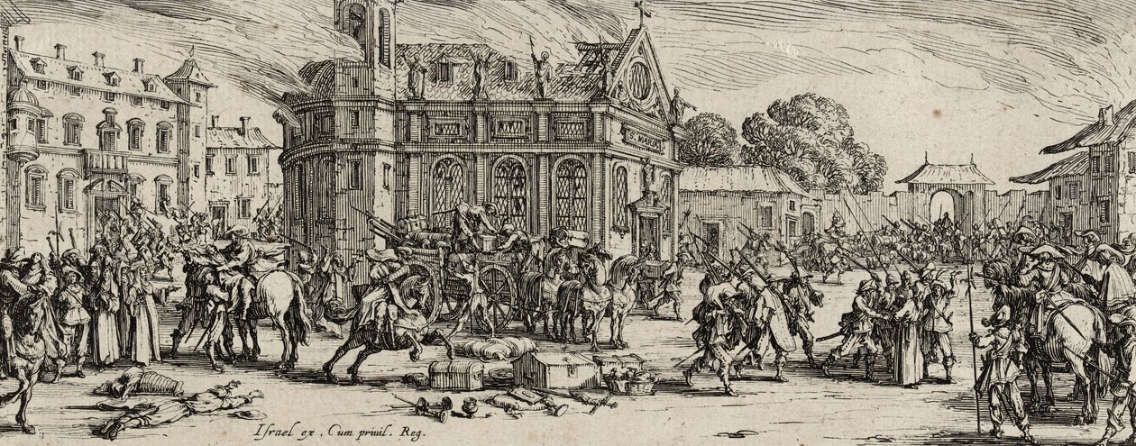 تدمير دير ، 1633 (النقش على ورق مسدود) بواسطة جاك كالوت