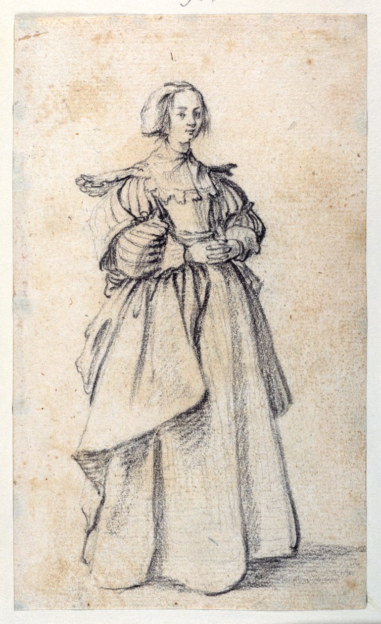 Female Figure (black chalk on paper) بواسطة جاك كالوت