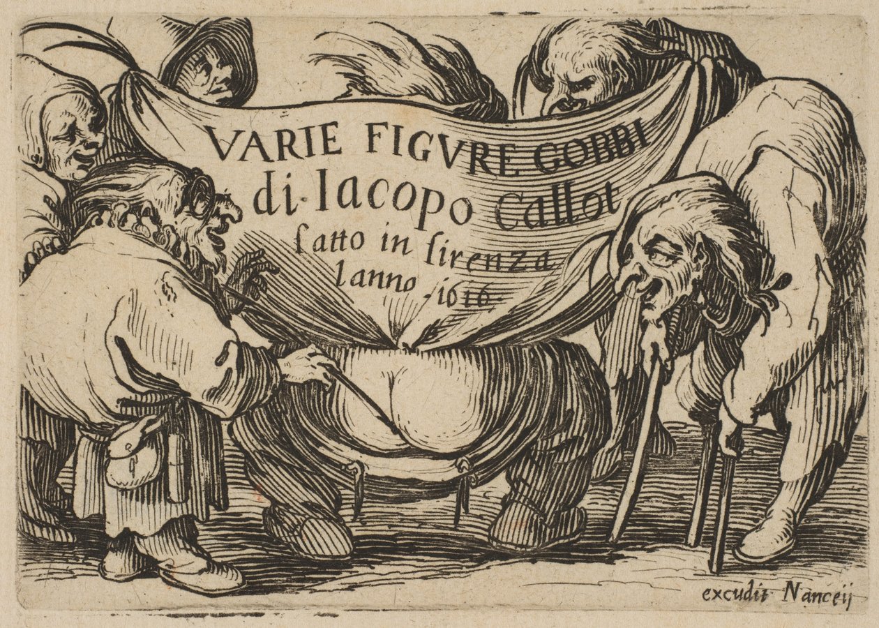Frontispiece ، من Varie Figure Gobbi ، جناح يسمى أيضًا Les Bossus ، Les Pygmées ، Les ... ، 1616-22. بواسطة جاك كالوت