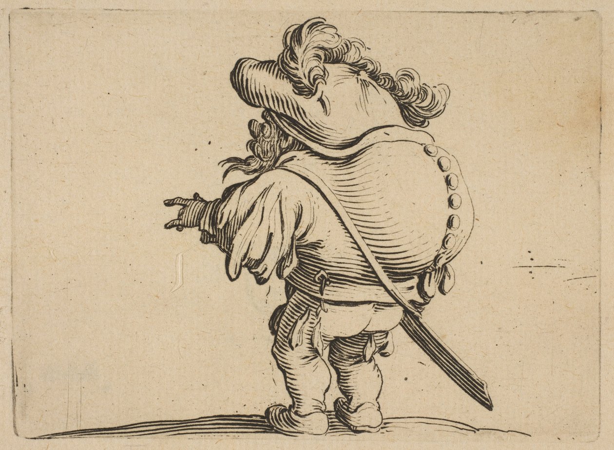 الرجل ذو الظهر الكبير مزين بصف من الأزرار الرجل ذو الظهر الكبير مزين بـ ... ، 1616-22. بواسطة جاك كالوت
