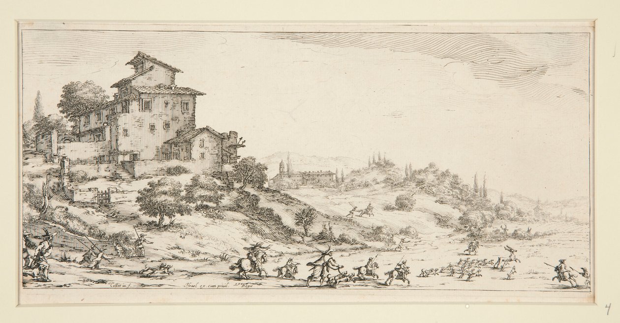 La chasse au cerf (Deer Hunt near the Manor) ، من المناظر الطبيعية لـ Giovanni de Medici بواسطة جاك كالوت