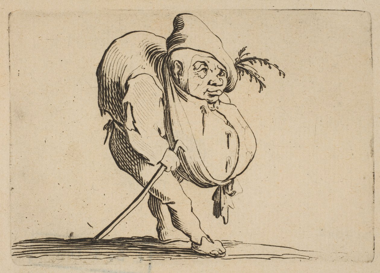 Le Bossu a La Canne The Hunchback with a Cane، from Varie Figure Gobbi، استمرار ... ، 1616-22. بواسطة جاك كالوت