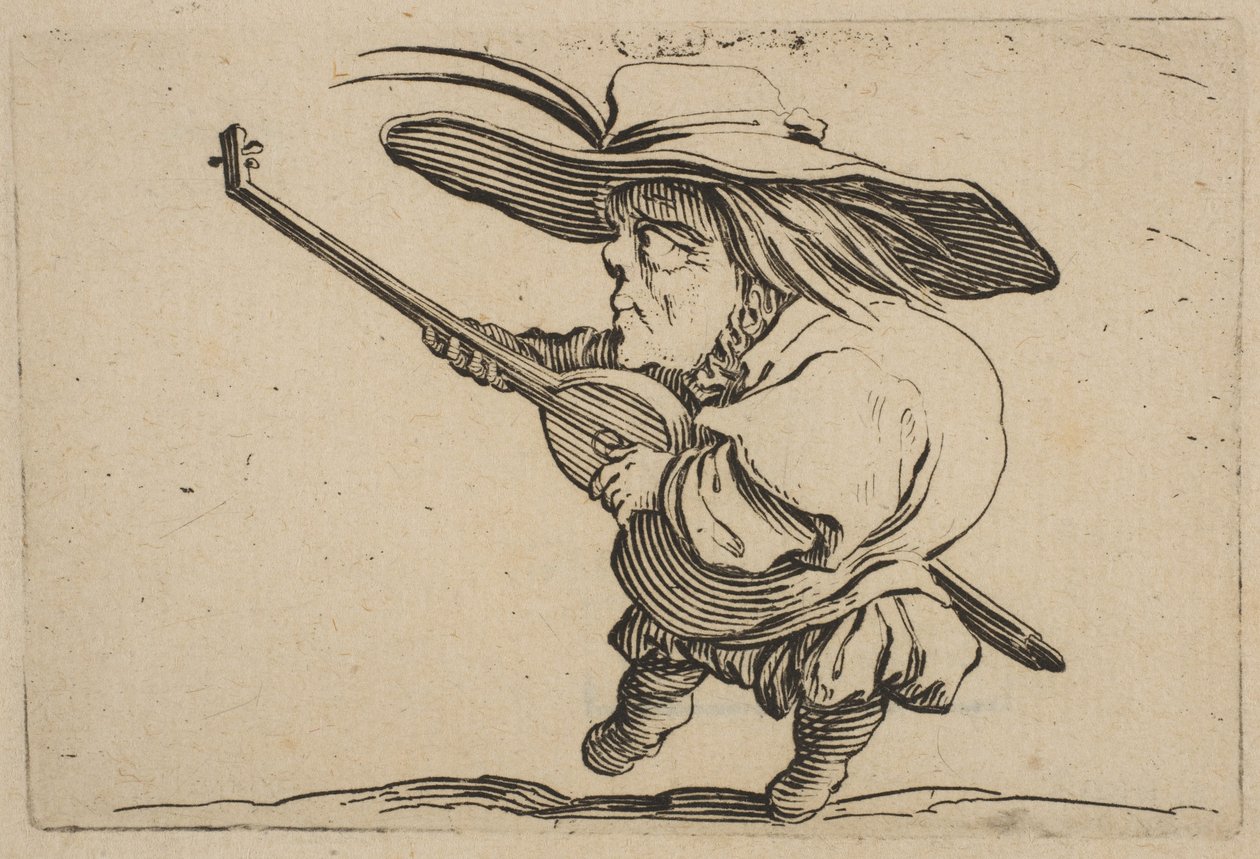 Le Joeuer de Luth The Lute Player ، من Varie Figure Gobbi ، جناح يسمى Les B ... ، 1616-22. بواسطة جاك كالوت