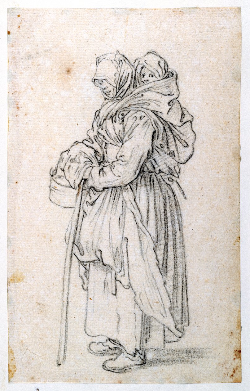 Mother and Child (black chalk on paper) بواسطة جاك كالوت