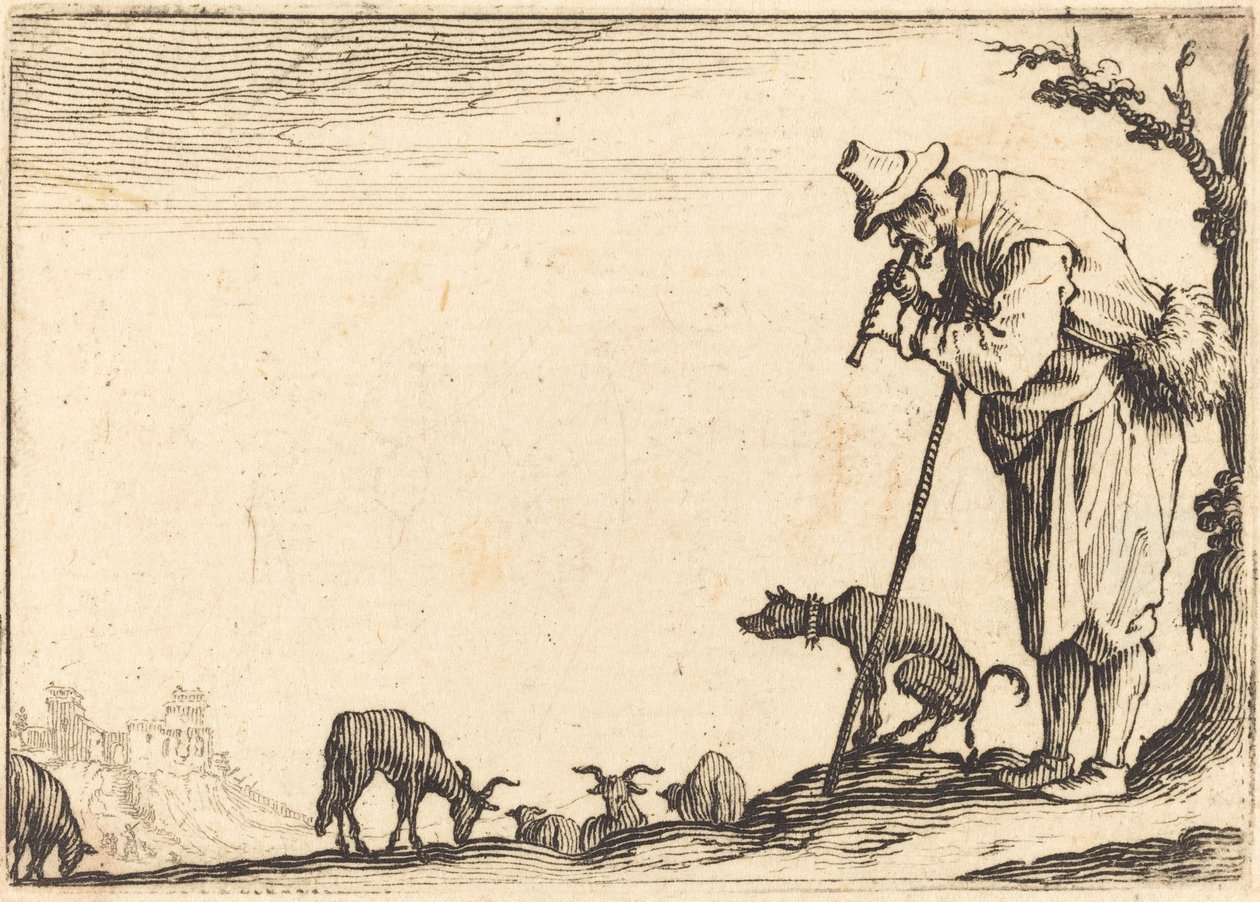 الراعي ، عزف الفلوت ، ج. 1617. بواسطة جاك كالوت