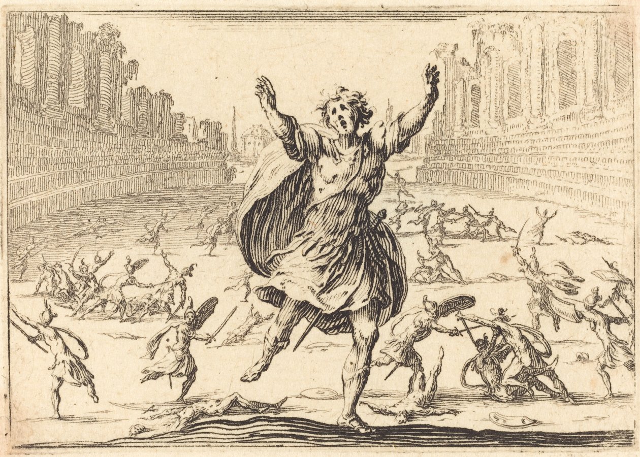 مناوشة في سيرك روماني ، ج. 1617. بواسطة جاك كالوت