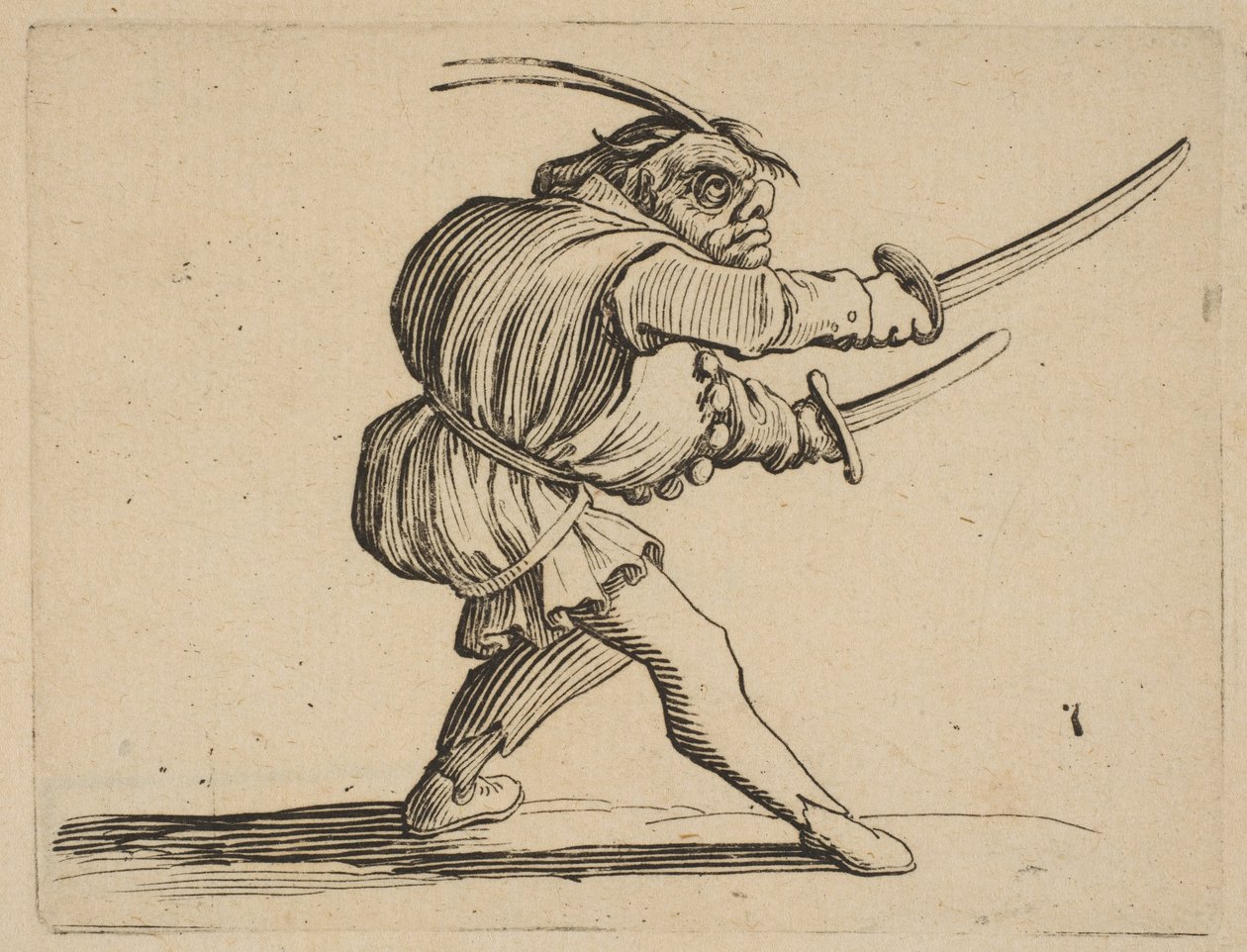 The Duelliste aux Deux Sabres المبارز مع اثنين من السيوف ، من Varie Figure Gobbi ، s ... ، 1616-22. بواسطة جاك كالوت