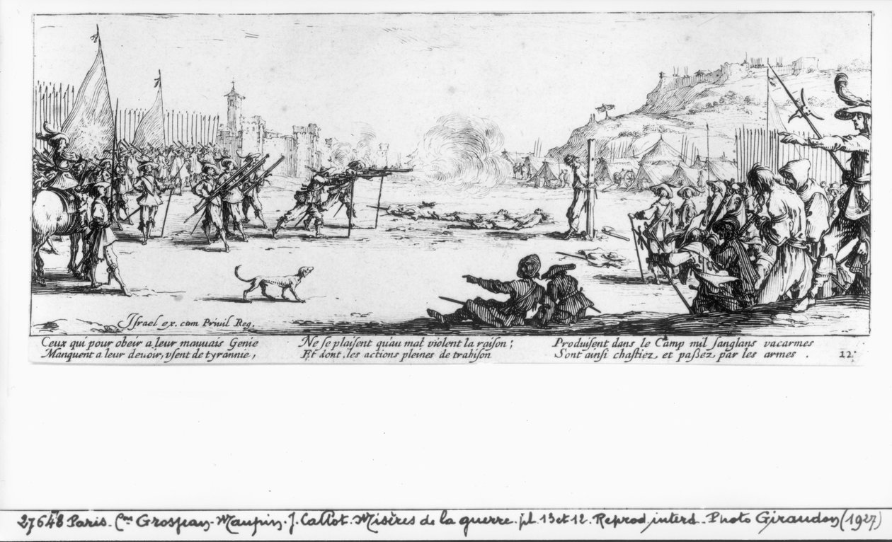 فرقة إطلاق النار ، اللوحة 12 من "البؤس ومآسي الحرب" ، نقشها إسرائيل هنرييت (c.1590-1661) 1633 بواسطة جاك كالوت