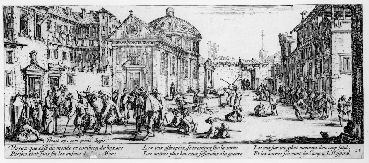 المستشفى ، اللوحة 15 من The Miseries and Misfortunes of War ، نقشها Israel Henriet (c.1590-1661) 1633 بواسطة جاك كالوت