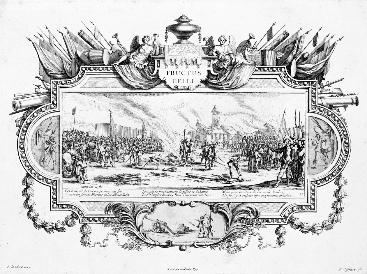 The Pyre ، اللوحة 13 من &39;The Miseries and Misfortunes of War&39; ، Fructus Belli ، محفورة بواسطة Pierre Giffart (1638-1723) و Sebastien Le Clerc (1637-1714) بواسطة جاك كالوت