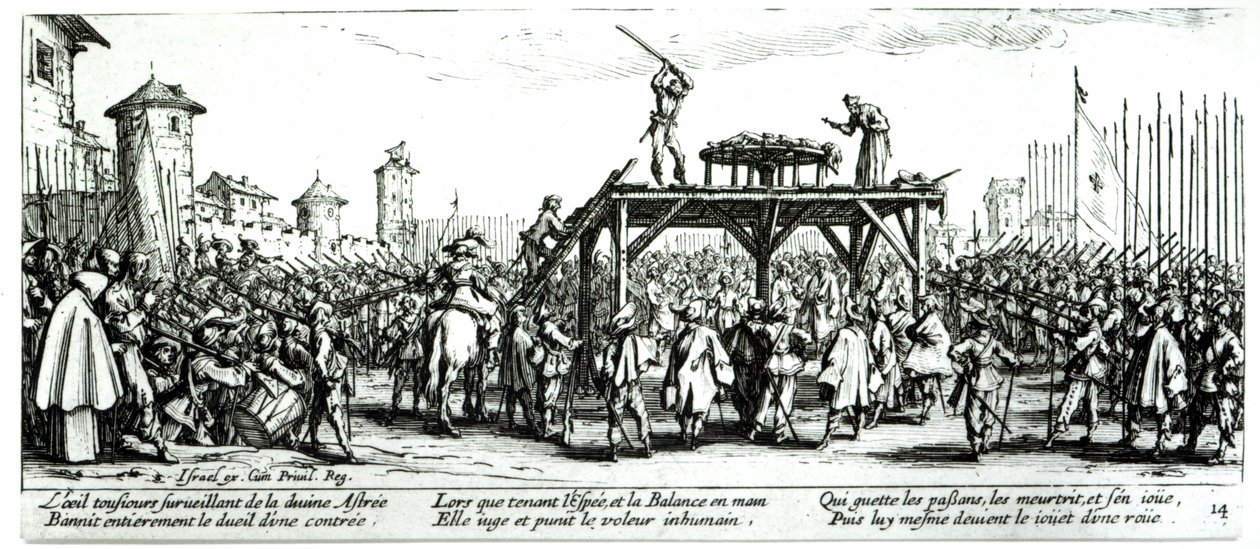 العجلة ، اللوحة 14 من "البؤس ومصائب الحرب" ، نقشها إسرائيل هنرييت (c.1590-1661) 1633 بواسطة جاك كالوت