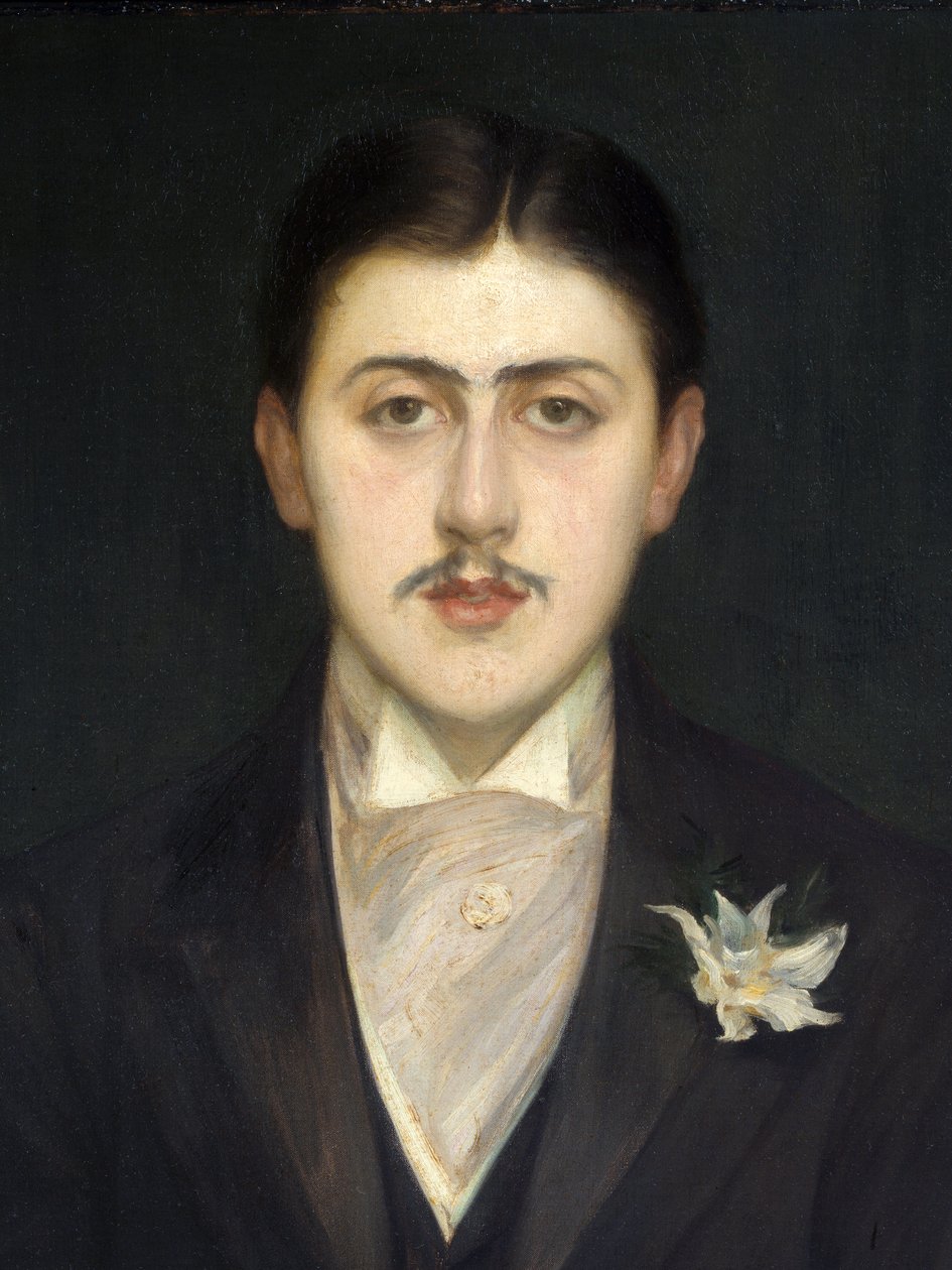 تفاصيل بورتريه مارسيل بروست (1871-1922) الكاتب الفرنسي. لوحة جاك إميل (جاك إميل) بلانش (1861-1942) ، زيت على قماش بواسطة جاك اميل بلانش