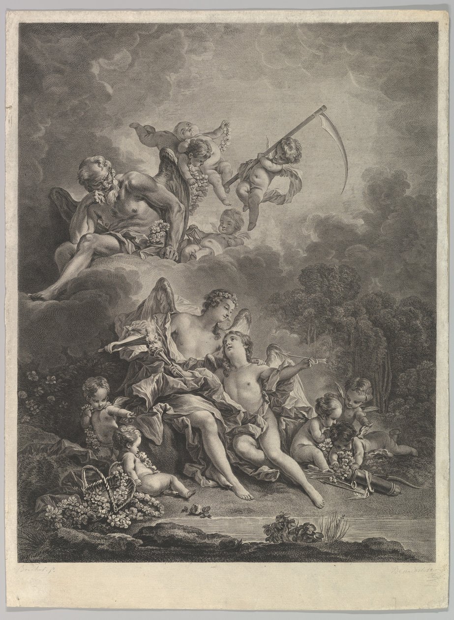 L'Hymen et l'Amour Hymen and Cupid، القرن الثامن عشر. بواسطة جاك فيرمين بوفارليت