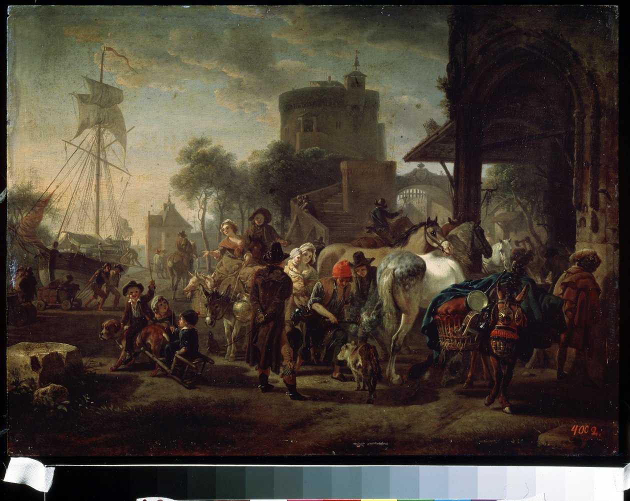 معرض الخيول (معرض خيول). لوحة لجاك فرانسوا (جاك فرانسوا) جوزيف سويباتش (1769-1823). زيت على قماش ، ٢٤ × ​​٤٢ سم بواسطة جاك فرانسوا جوزيف سويباخ