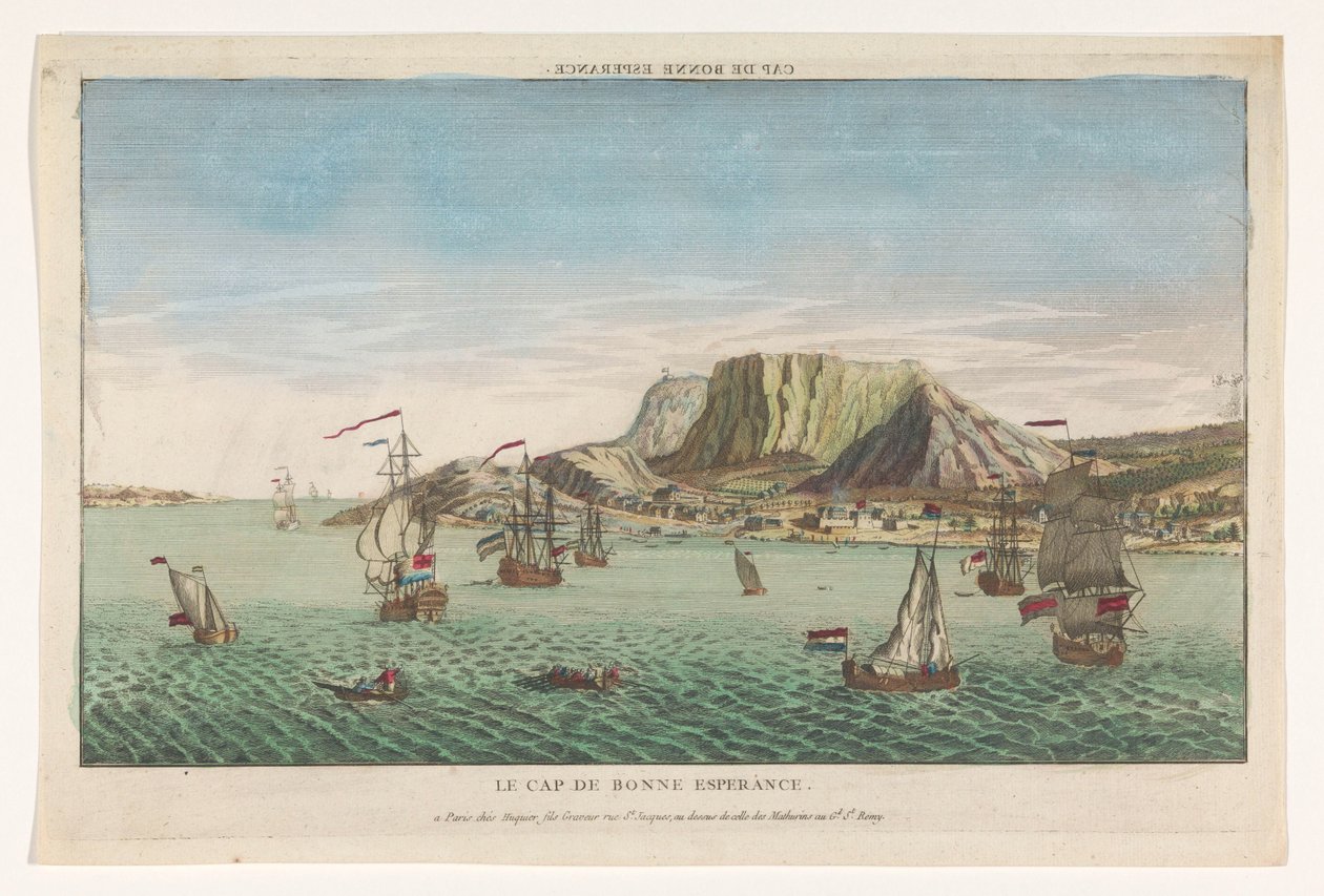 منظر لرأس الرجاء الصالح في جنوب إفريقيا Cap de Bonne Esperance (العنوان على الكائن) بواسطة جاك غابرييل هوكييه
