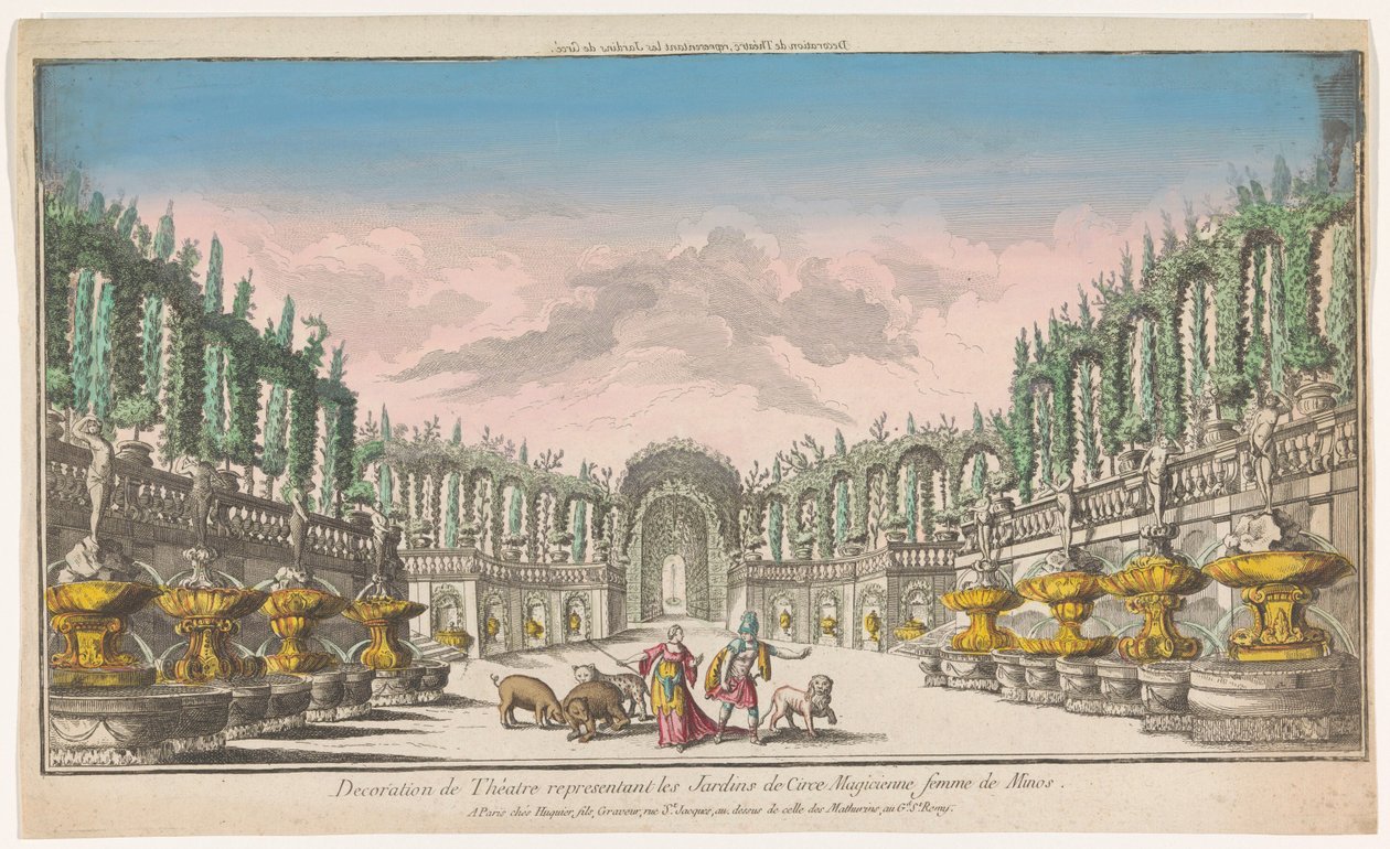 منظر لحديقة Circe Decoration de théatre ، الممثل les jardins de Circe (العنوان على الكائن) بواسطة جاك غابرييل هوكييه