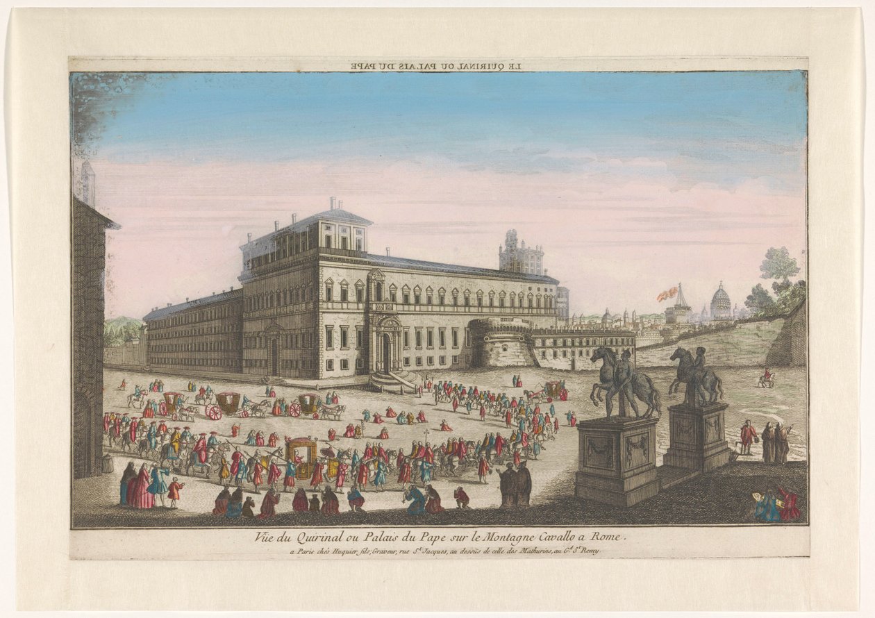 منظر لـ Palazzo del Quirinale في روما Le Quirinal أو palais du pape (العنوان على الكائن) بواسطة جاك غابرييل هوكييه