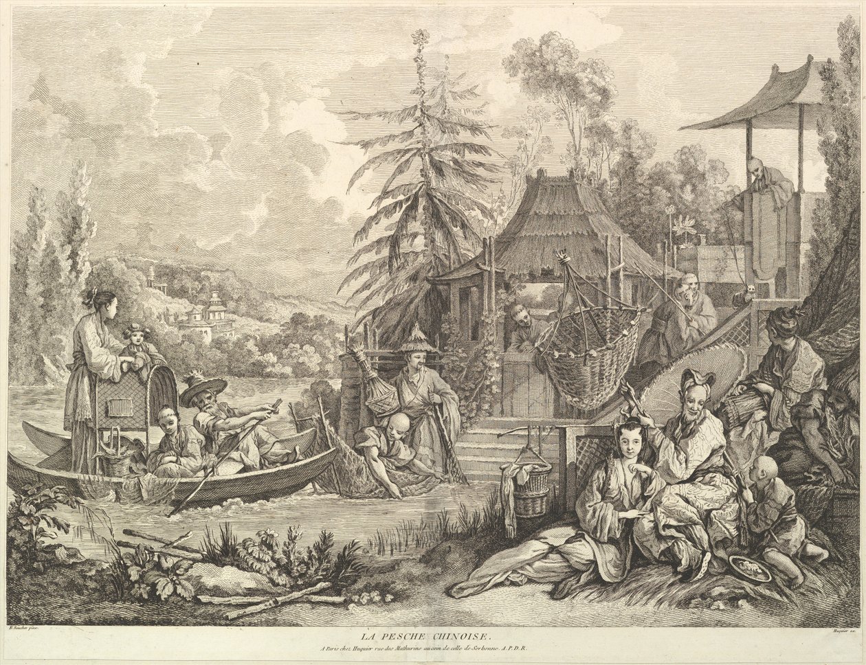 La pesche chinoise Chinese Fishing ، من Chinoiseries ، بعد عام 1743. بواسطة جاك غابرييل هوكييه