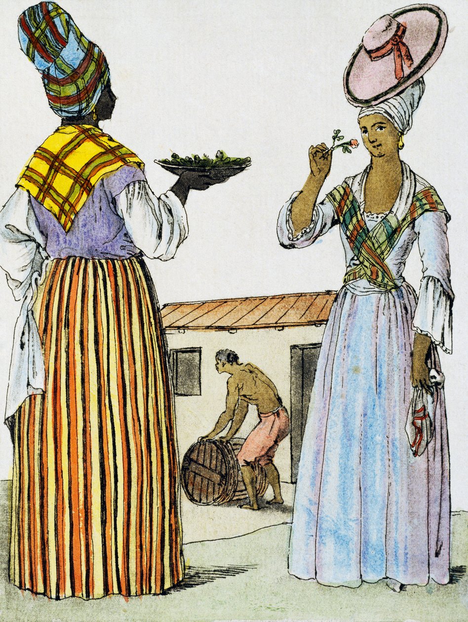 باعة الزهور في سانتو دومينغو ، نقش ملون من رسم لابروس (نشط 1796) ، من Encyclopedie des Voyages ، بقلم جاك غراسيت دي سان سوفور (1757-1810) بواسطة جاك غراسيت دي سانت سوفير