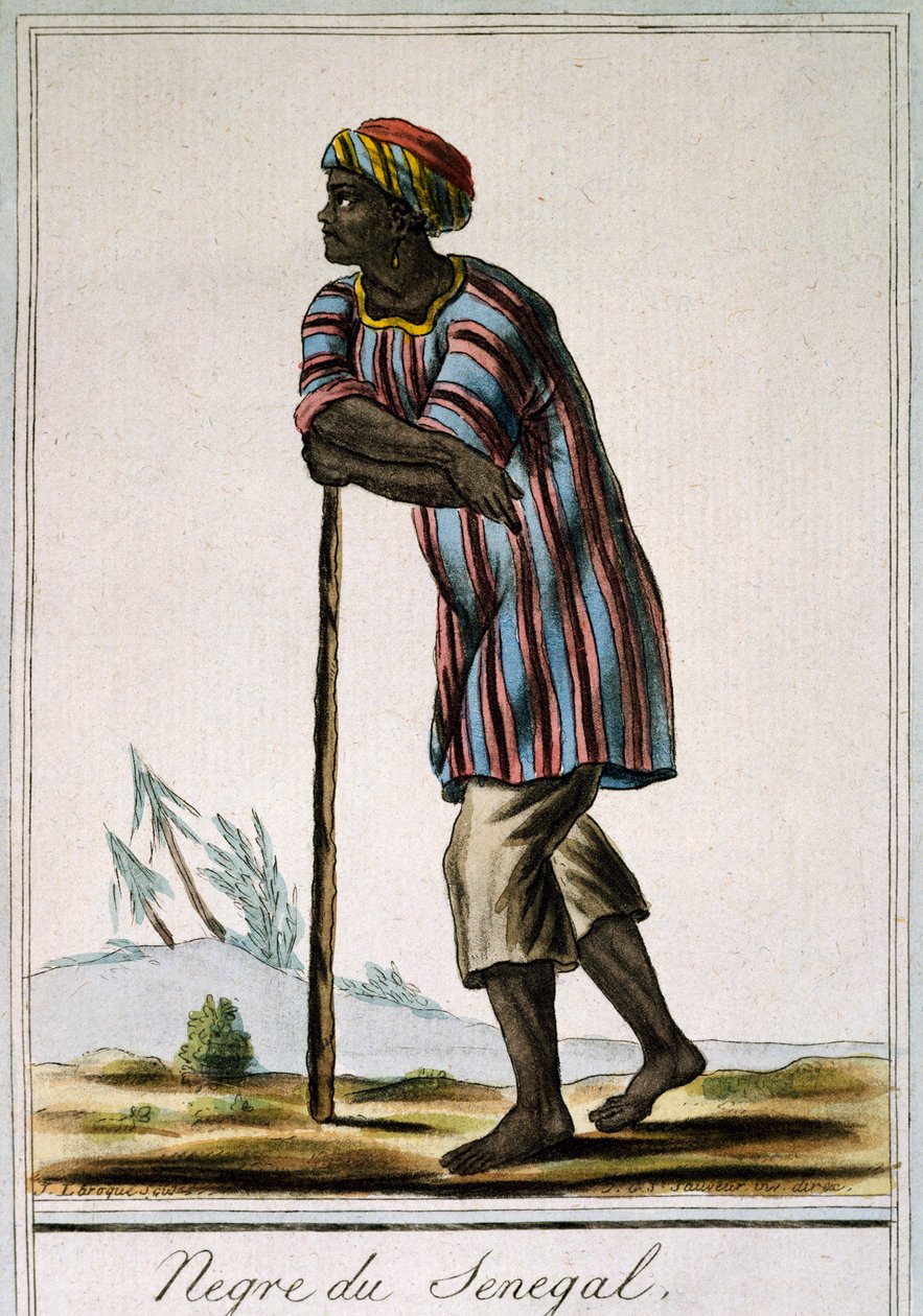Senega Negro ، نقش ملون من Encyclopedie des Voyages ، بقلم جاك غراسيت دي سان سوفور (1757-1810) بواسطة جاك غراسيت دي سانت سوفير