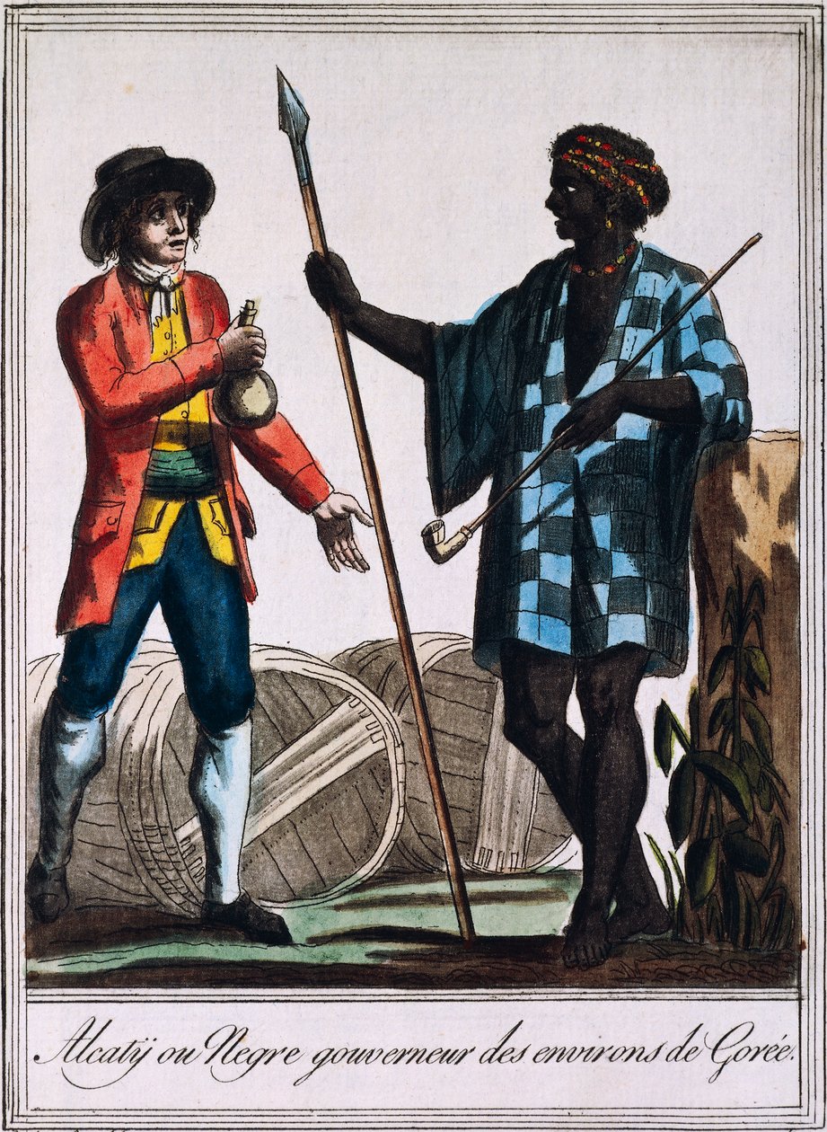 الكاتي ، زعيم قبيلة جوري ، السنغال ، نقش من رسم لابروس (نشط 1796) ، من Encyclopedie des Voyages ، بقلم جاك غراسيت دي سان سوفور (1757-1810) بواسطة جاك غراسيت دي سانت سوفير