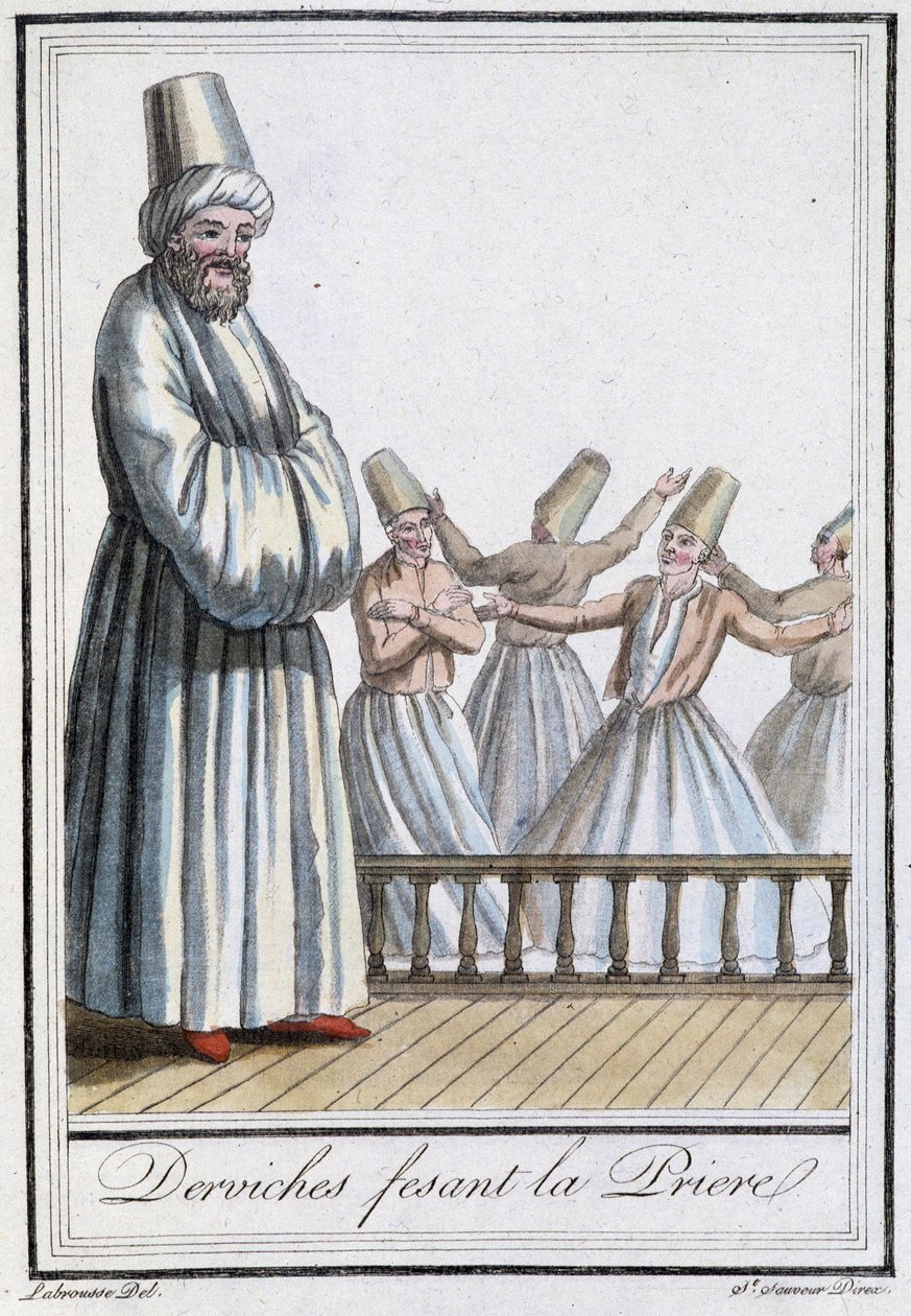 الدراويش يؤدون الصلاة (الدراويش الدوامة) - في "" Encyclopédie des voyages "" بقلم Grasset Saint Sauveur، ed. باريس 1796 بواسطة جاك غراسيت دي سانت سوفير