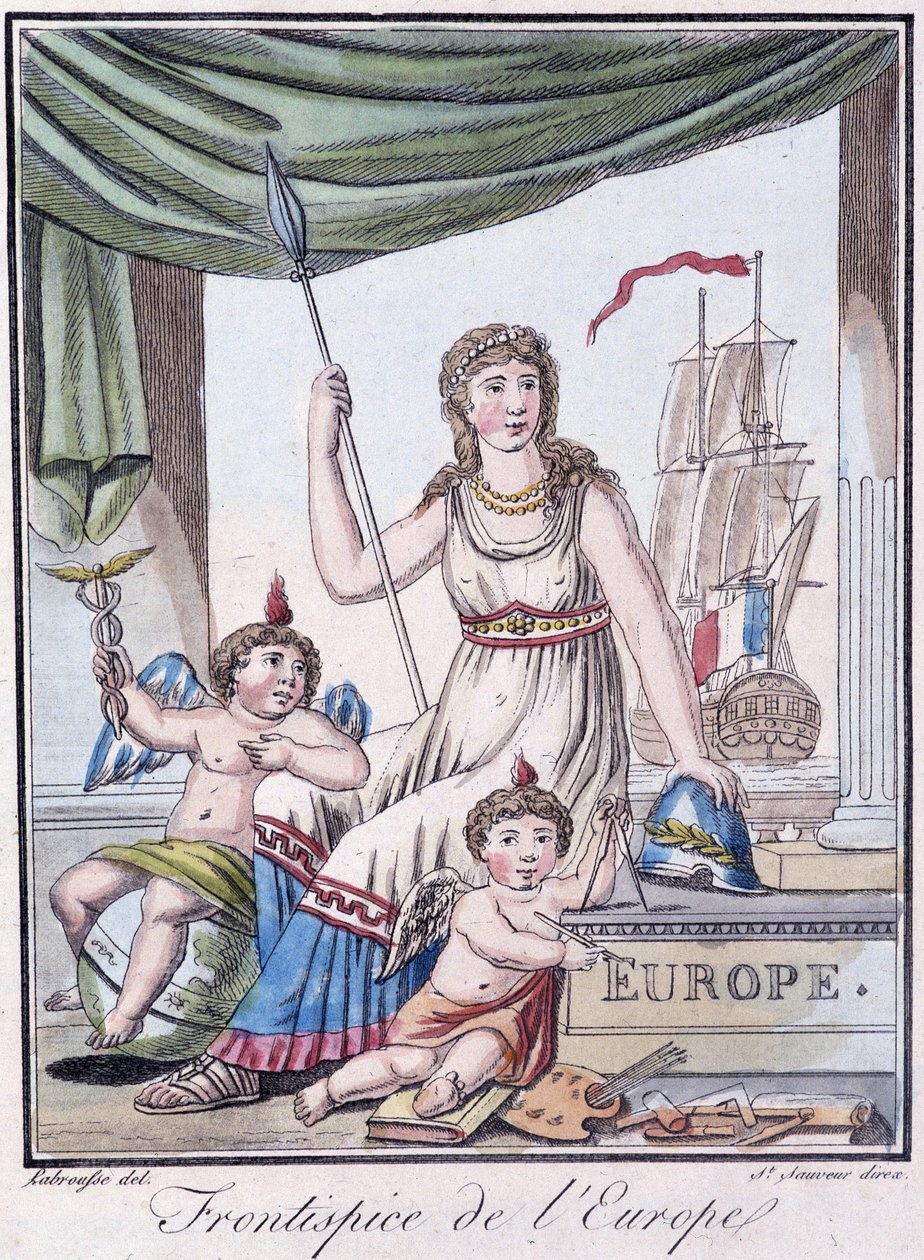 Frontispice of Europe - في "" Encyclopedia of Travels "بقلم Grasset St Sauveur ، محرر. 1796 بواسطة جاك غراسيت دي سانت سوفير