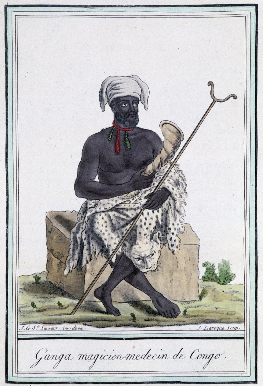 جانجا ، طبيب ساحر من الكونغو - في "" موسوعة الأسفار "بقلم Grasset Saint Sauveur ، محرر. باريس 1796 بواسطة جاك غراسيت دي سانت سوفير