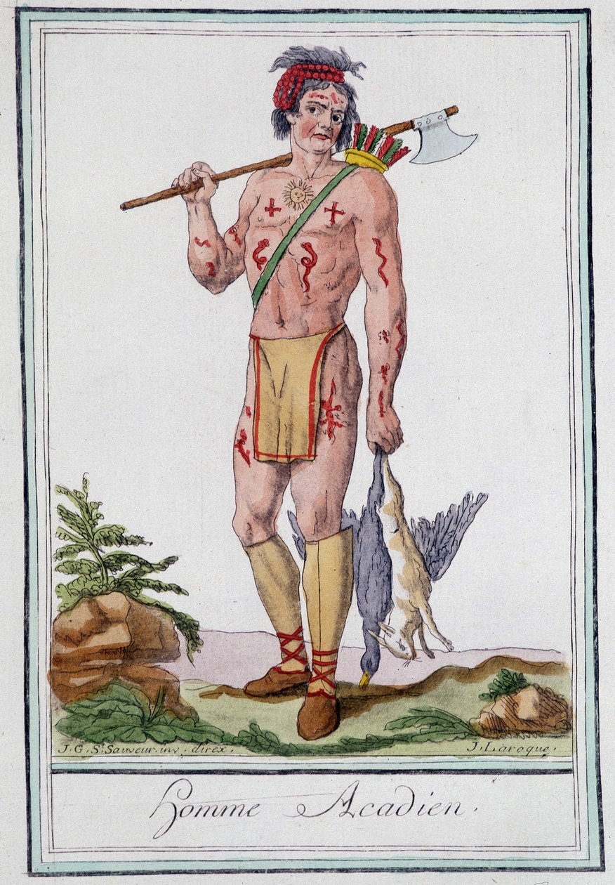 رجل أكاديان - في "" موسوعة الأسفار "بقلم Grasset St Sauveur ، محرر. 1796 بواسطة جاك غراسيت دي سانت سوفير