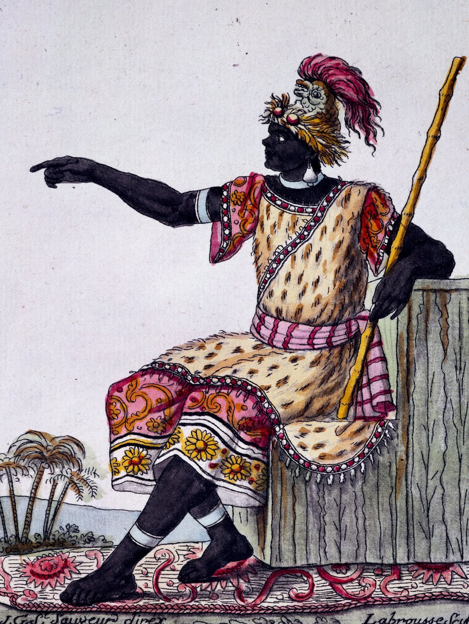 ملك لونغو ، نقش ملون من رسم لابروس (نشط 1796) ، من موسوعة الرحلات ، بقلم جاك غراسيت دي سان سوفور (1757-1810) بواسطة جاك غراسيت دي سانت سوفير