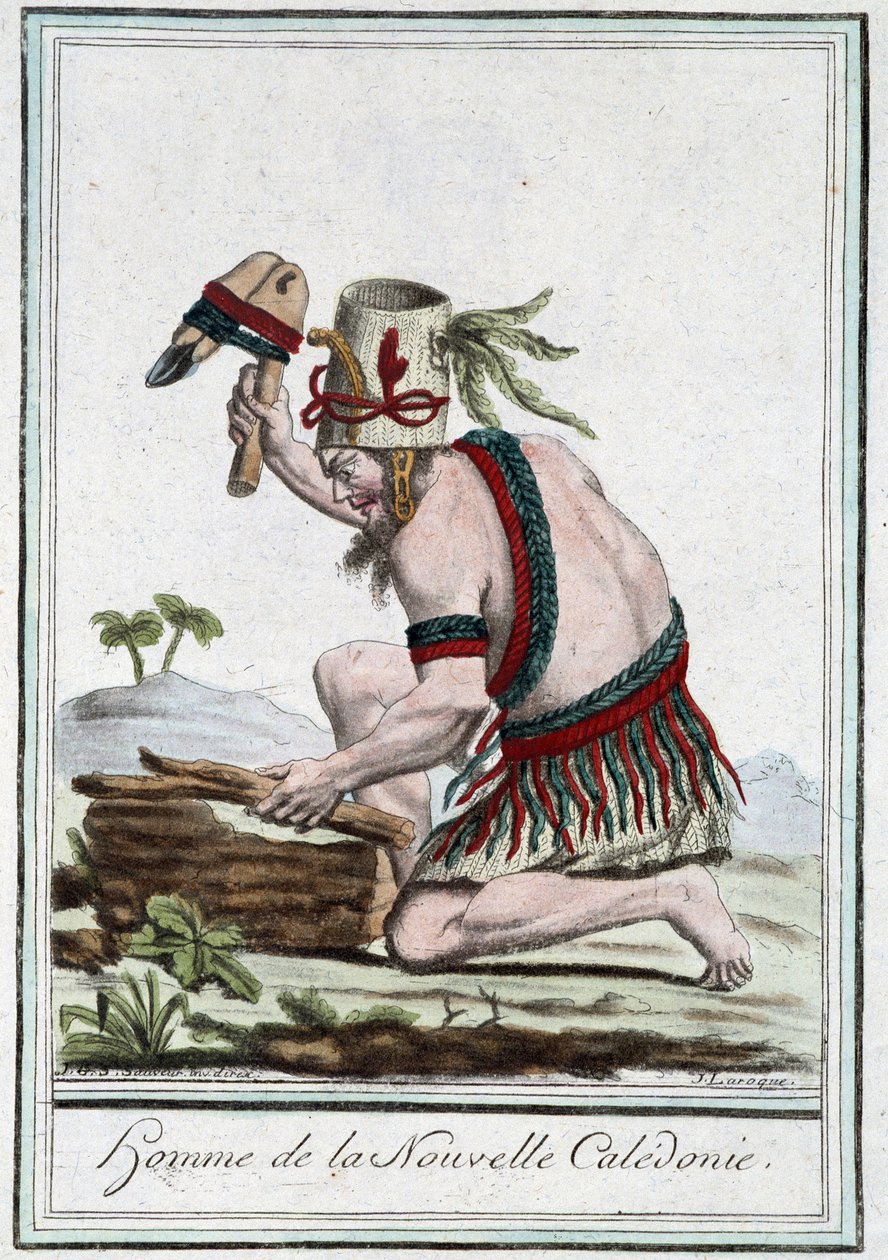 رجل كاليدونيا الجديدة - في "" موسوعة الرحلات "" بقلم Grasset St Sauveur ، محرر. 1796 بواسطة جاك غراسيت دي سانت سوفير