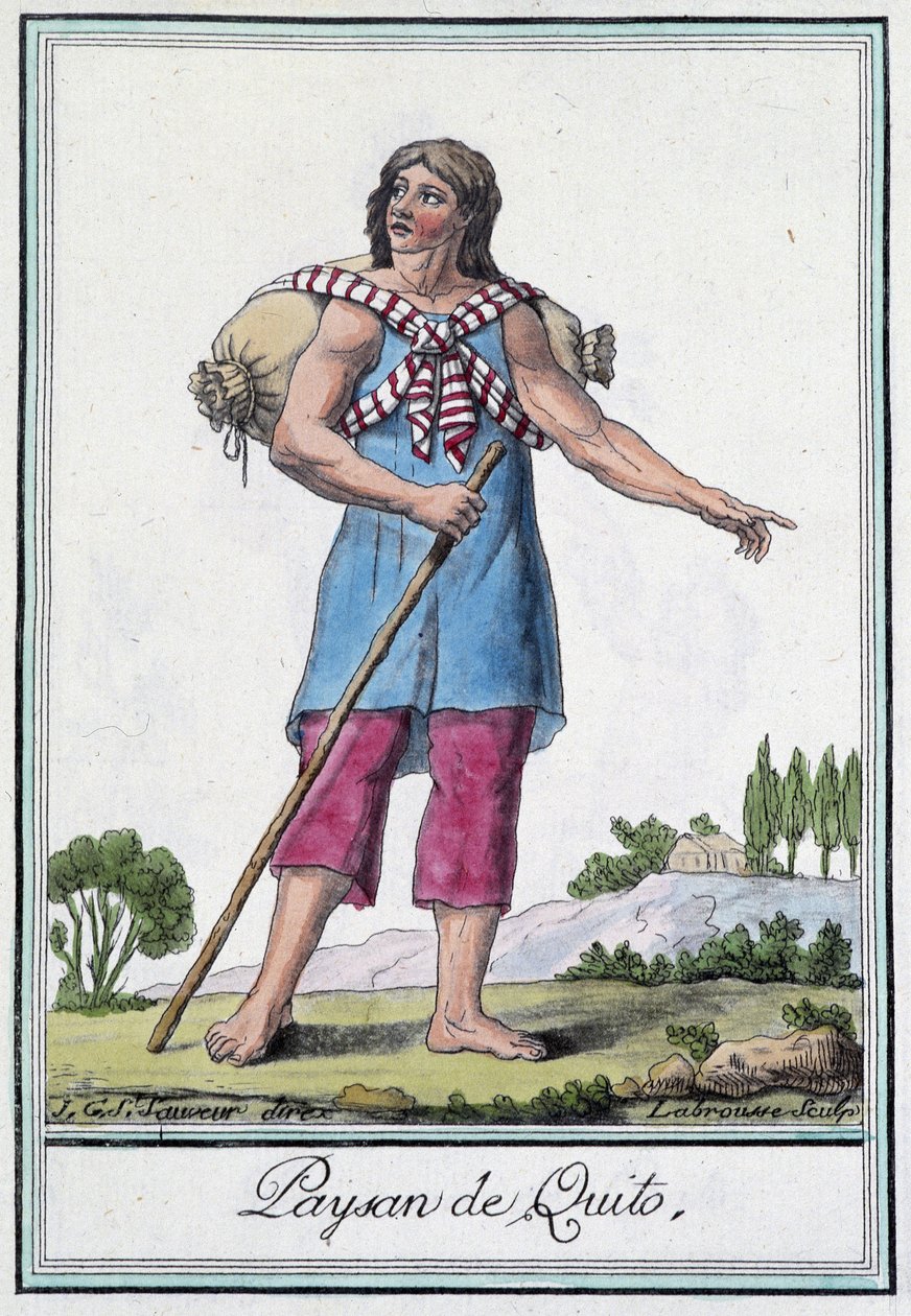Peasant de Quito (الإكوادور) - في "" Encyclopedia of Travels "بقلم Grasset St Sauveur ، محرر. 1796 بواسطة جاك غراسيت دي سانت سوفير