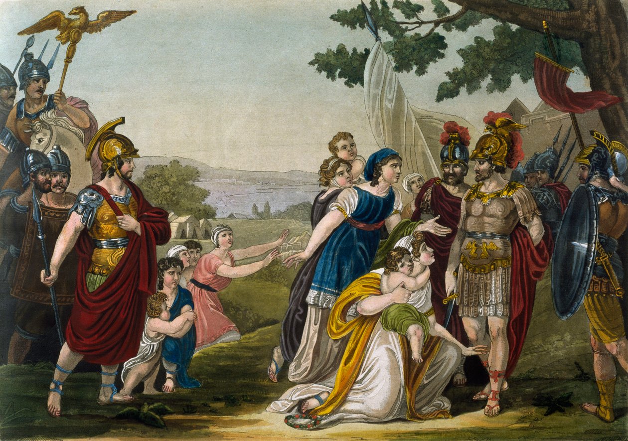 اغتصاب نساء سابين ، بقلم جاك غراسيت دي سان سوفور (1757-1810) ، نقش من روما القديمة ، أو وصف تاريخي وتصويري لكل ما يتعلق بالشعب الروماني وجيشهم وعاداتهم ودينيتهم وحياتهم العامة بواسطة جاك غراسيت دي سانت سوفير