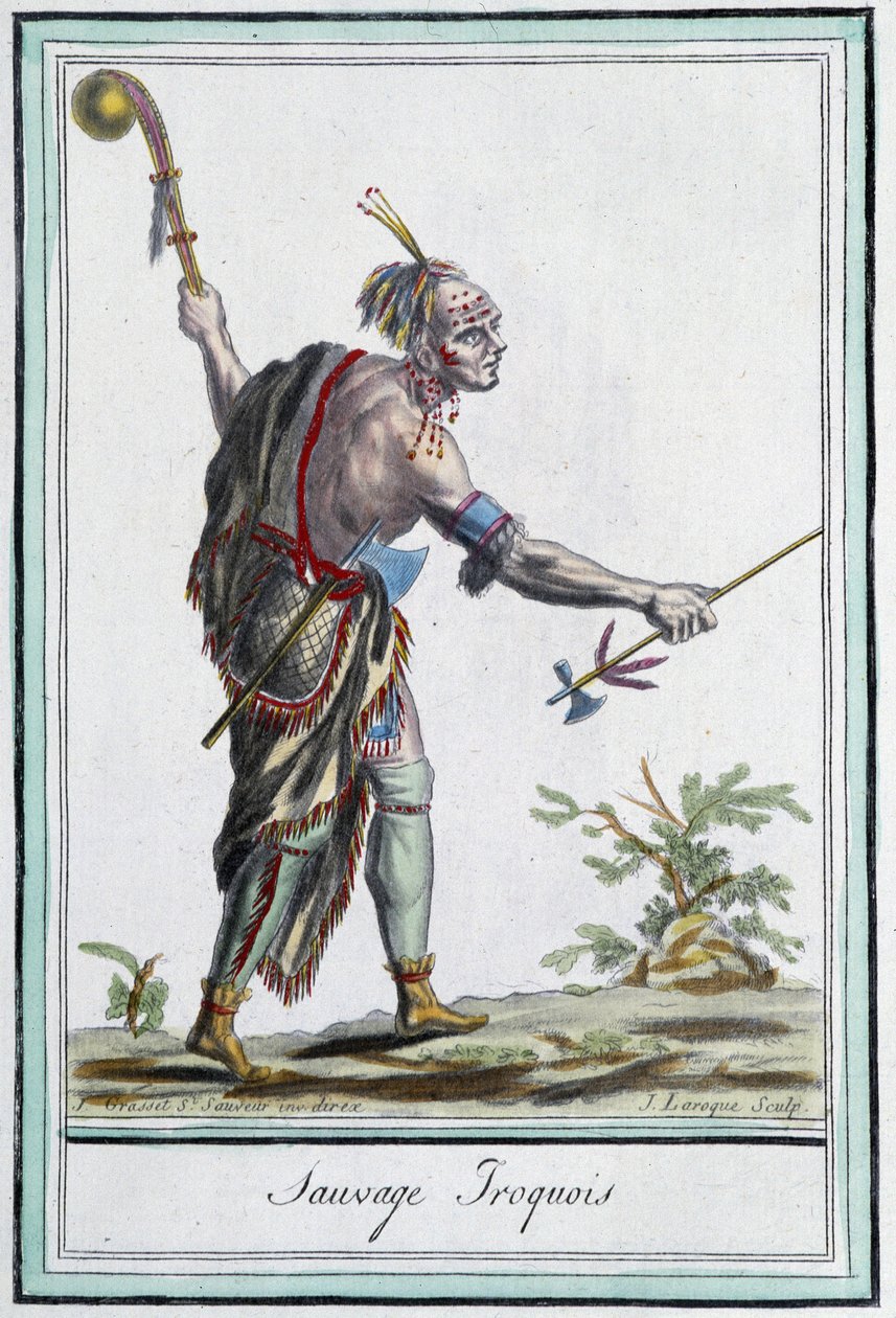 Sauvage iroquois - in “” Encyclopedia of travels”” by Grasset St Sauveur, Paris بواسطة جاك غراسيت دي سانت سوفير