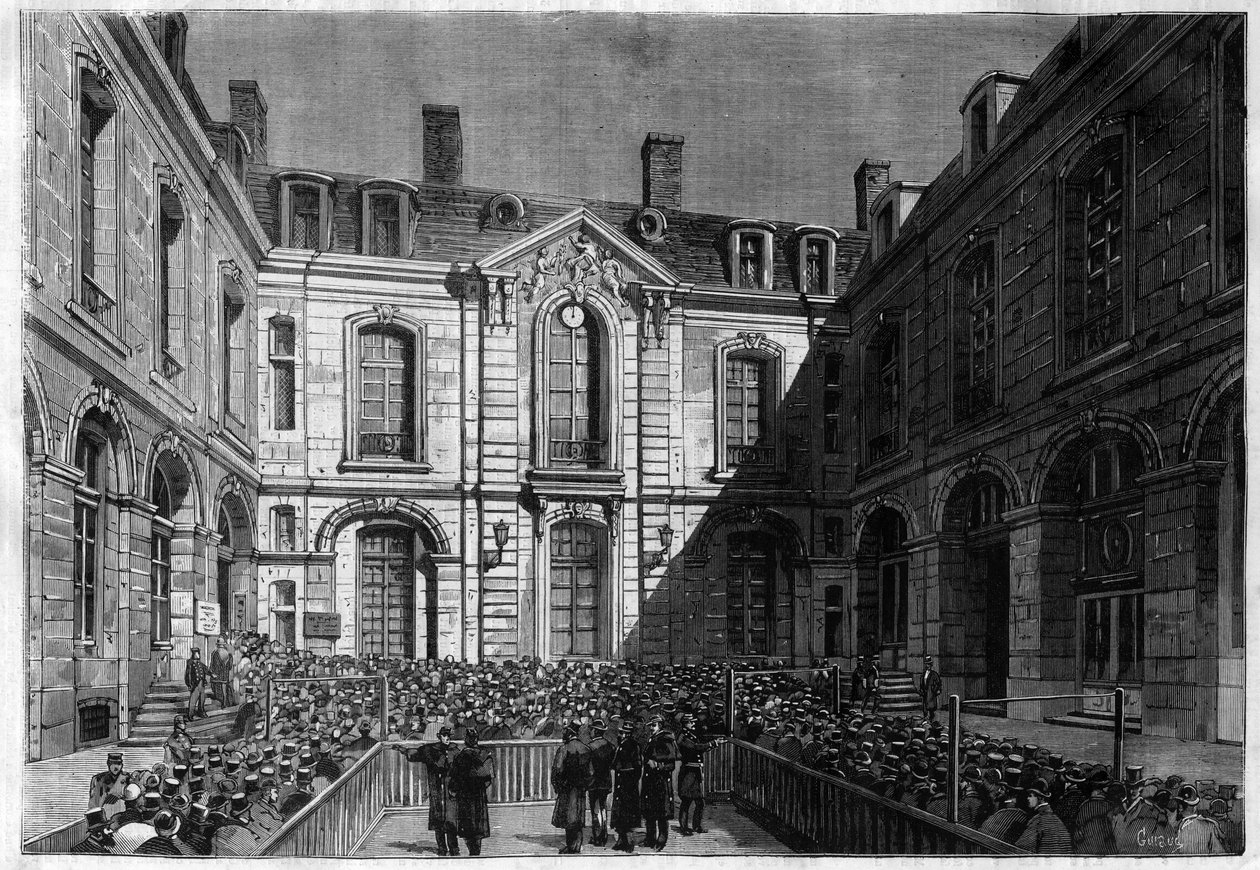 L'ISSUE DU CREDIT FONIER - محكمة الائتمان Foncier في باريس يوم واحد من الإصدار في عام 1883 - الاكتتاب العام - بناءً على الرسم الذي رسمه جاك جيو (1811-1876) 1883 بواسطة جاك جيوود