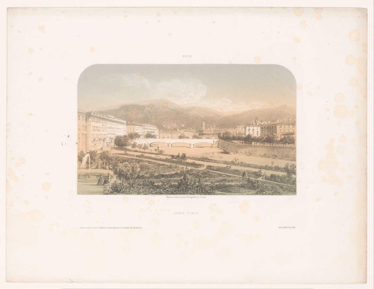 منظر للجمهور في Jardin و Pont-Neuf في نيس Jardin public (العنوان على الكائن) وجوه في نيس (عنوان المسلسل) نيس (عنوان السلسلة على الكائن) بواسطة جاك جيوود