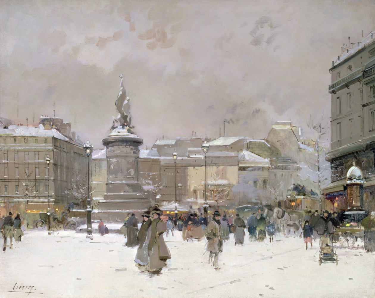 Place de Clichy (زيت على لوح) بواسطة جاك ليفين